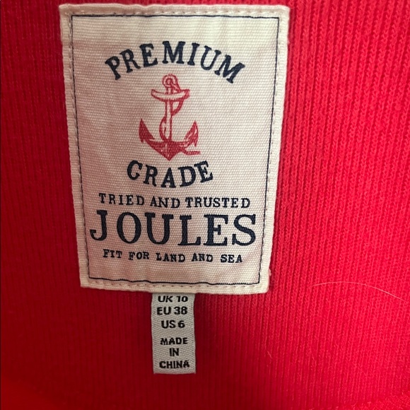 Joules Red and White Striped V-Neck Sweater - Picture 2 of 11